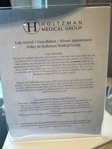 menu 1 of Holtzman Medical Group